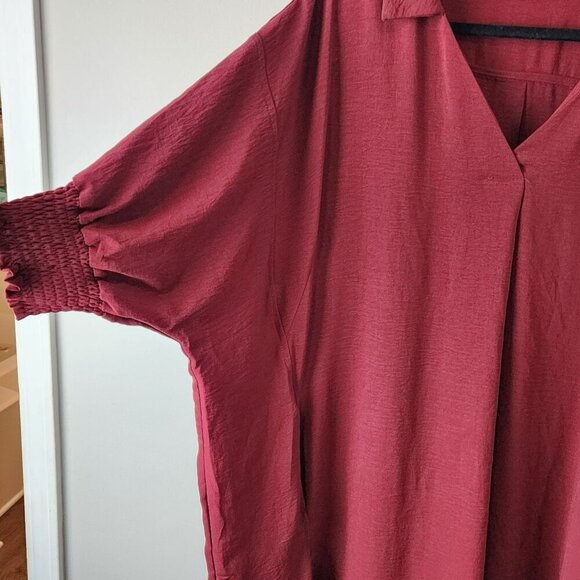 Umgee sz XL women burgundy red relaxed fir tunic dress oversized - Picture 4 of 11